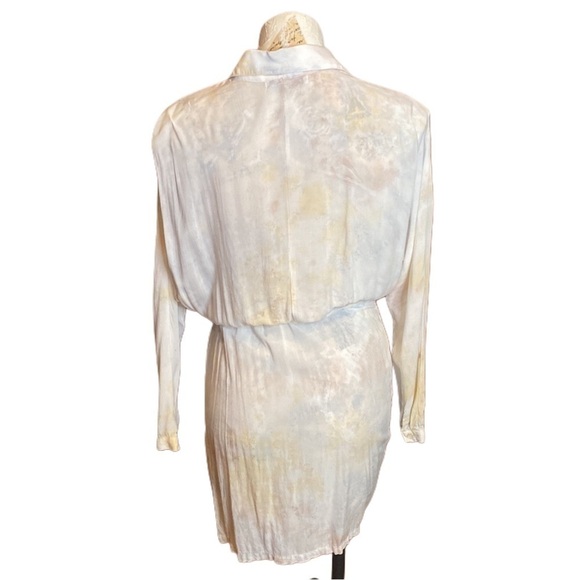 Young Fabulous & Broke tie dye faux wrap mini midi dress batwing sleeves sz S - Picture 4 of 17